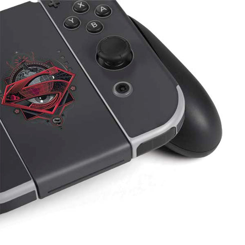 DC Comics Superman Grey Eye Collage Nintendo Switch OLED (2021) Skin